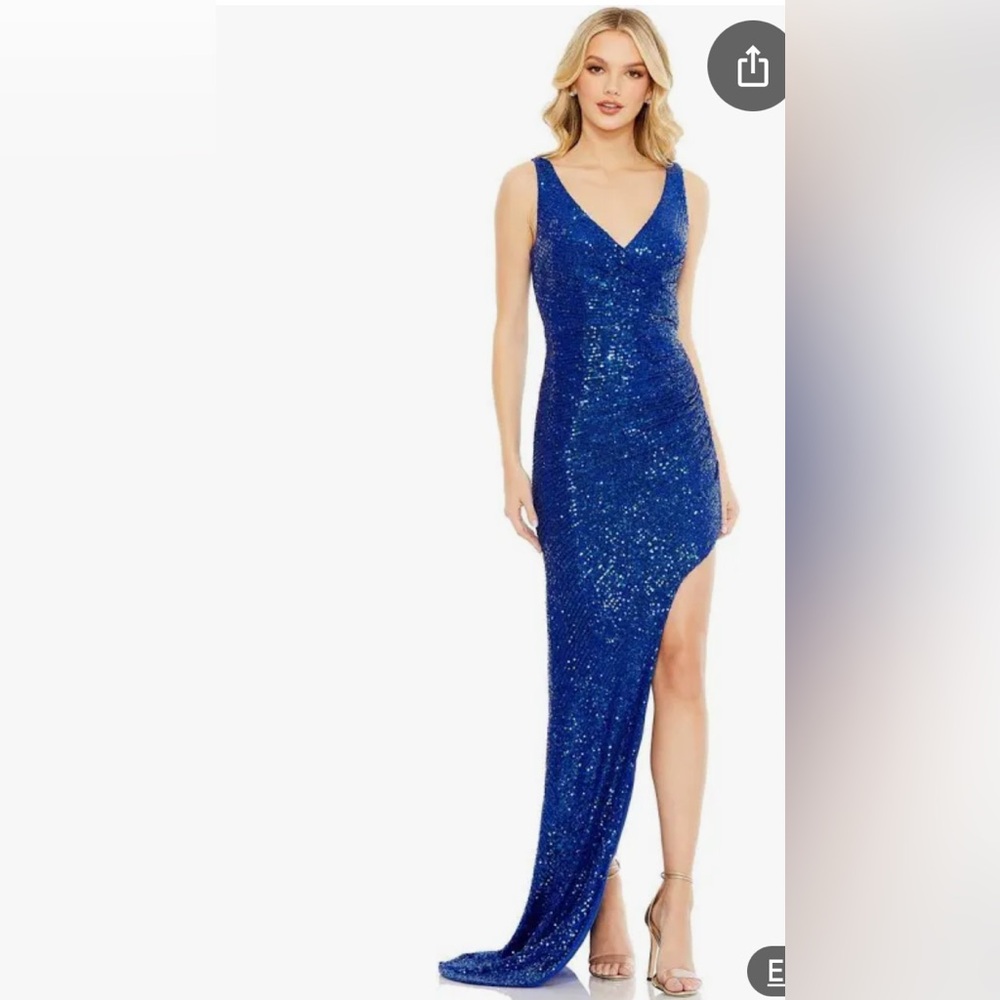 Ieene for Mac Duggal Cobalt Blue Sequin Evening Dress size 6 NWT